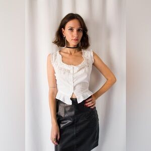 Antique Edwardian white cotton & lace camisole